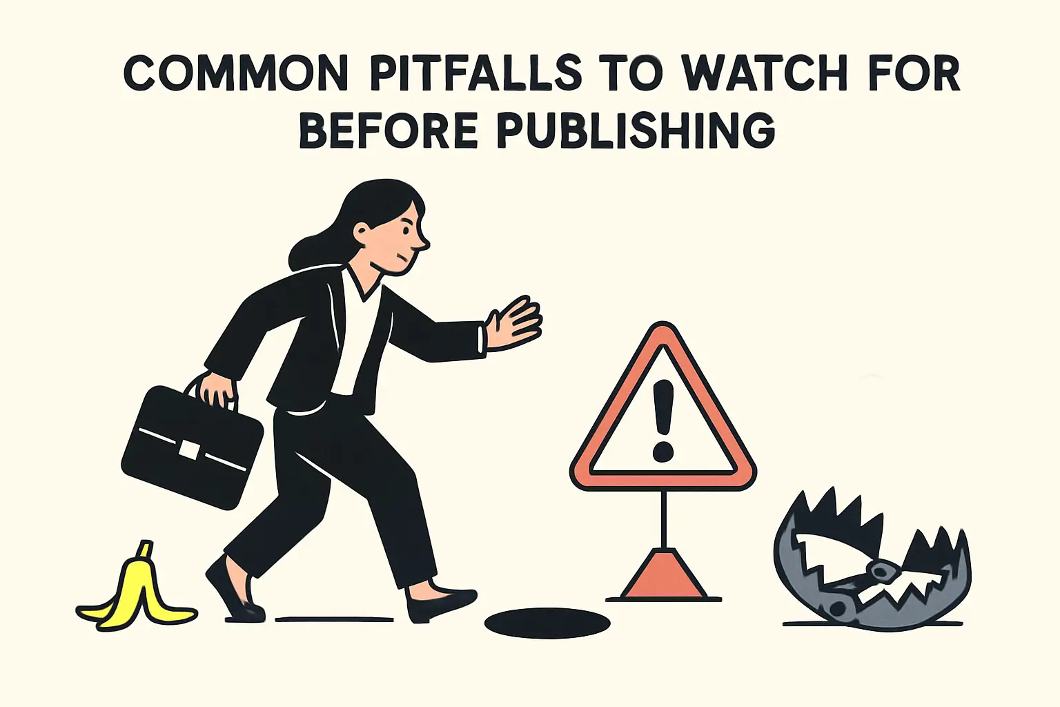Woman about to fall into traps and pitfalls